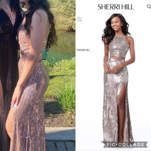 Sherri Hill Sparkling Silver Sequin Dress